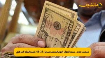 تحديث جديد.. سعر الدولار اليوم السبت يسجل 48.23 جنيه بالبنك المركزي